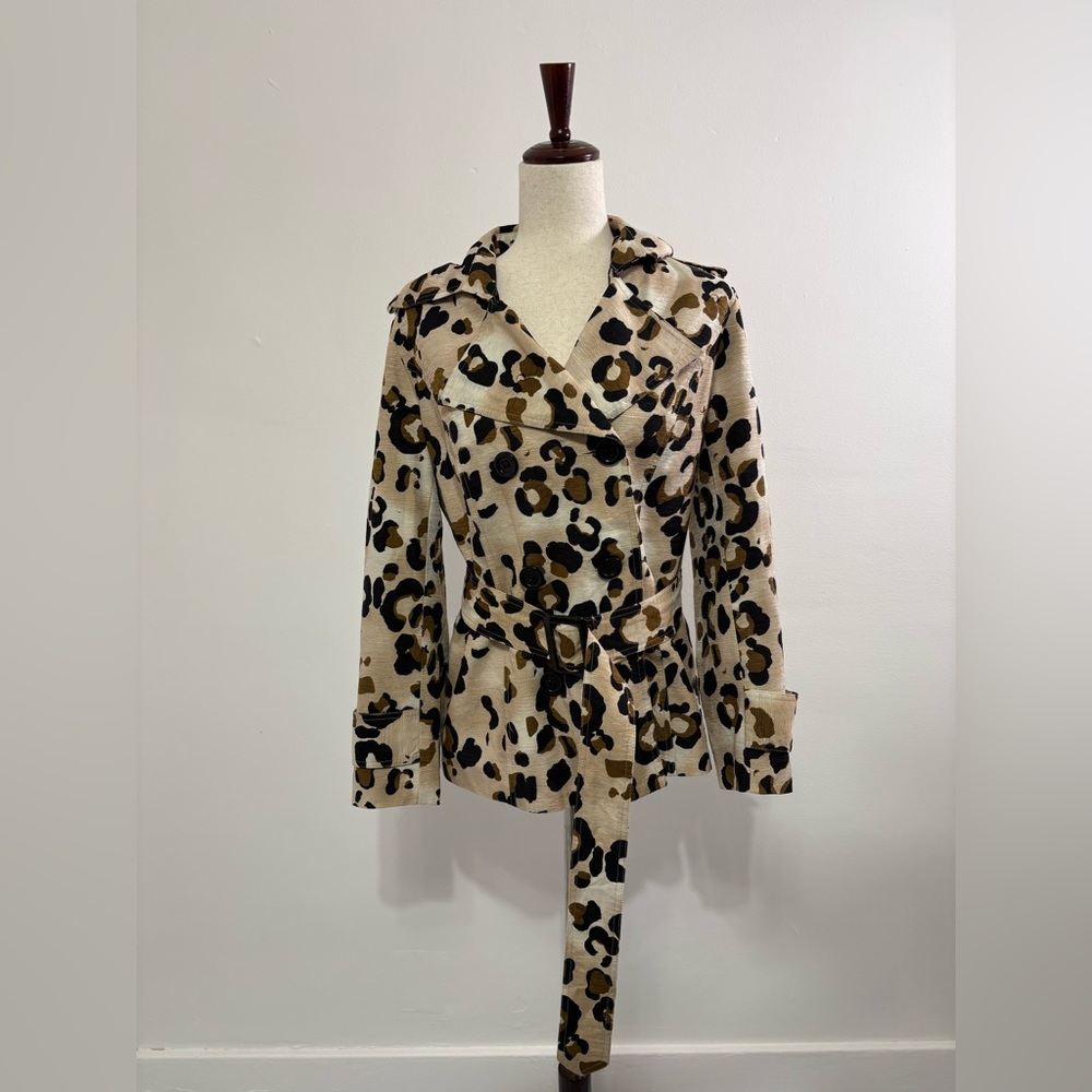 Marina Luna Leopard Print Silk Blend Jacket Sz M